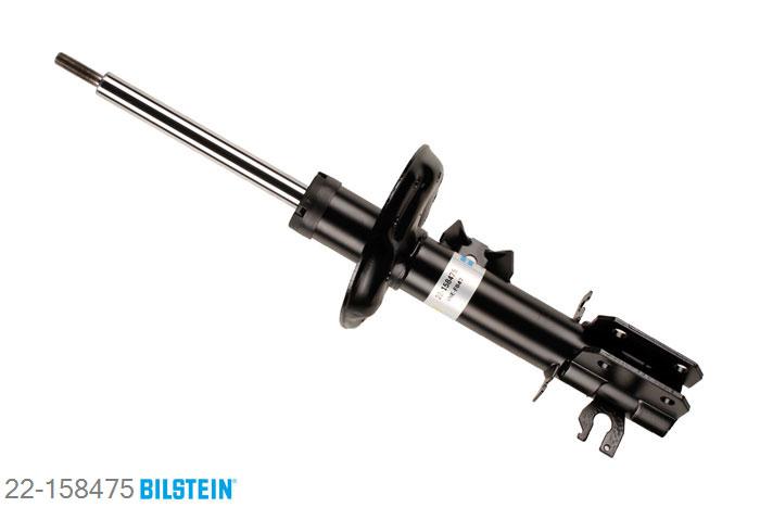 22-158475, Bilstein B4  Gas Schokdemper vooras links, Fiat PUNTO EVO, "1.2,  1.3 16V Multijet,  1.3 D Multijet,  1.4,1.4 16V,  1.4 LPG,  1.4 Natural Power,1.6 D Multijet", 06/2009-02/2012, with standard chassis, with sports suspension, Standaard lengte, geschikt voor gebruik met verlagingsveren tot -30mm