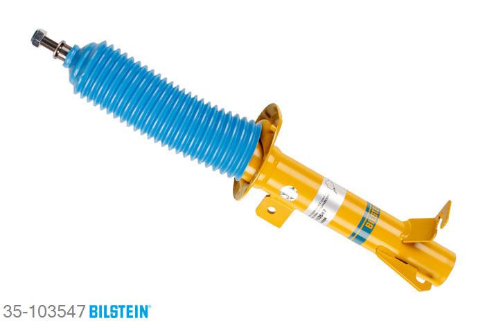 35-103547, Bilstein B6  Sport Schokdemper vooras links, Ford FIESTA V (JH_, JD_), "1.0,  1.25 16V,  1.3,  1.4 16V,  1.4 TDCi,1.6,  1.6 16V,  1.6 Flex,  1.6 TDCi,  ST150", 11/2001-, with sports suspension, with standard chassis, Standaard lengte, geschikt voor gebruik met verlagingsveren tot -40mm