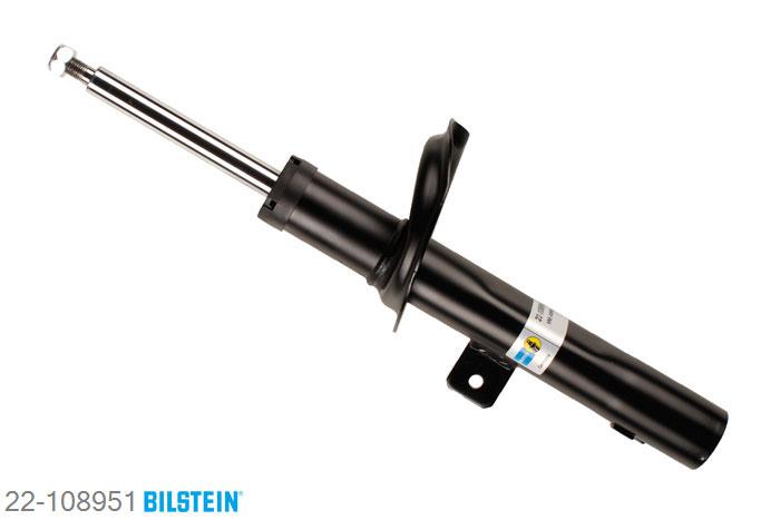 22-108951, Bilstein B4  Gas Schokdemper vooras rechts, Peugeot 206 Hatchback (2A/C), "1.0,  1.1,  1.1 i,  1.4 16V,  1.4 Flex,1.4 HDi,  1.4 HDi eco 70,  1.4 i,  1.4 LPG,1.6 16V,  1.6 Flex,  1.6 HDi FAP 110,1.6 i,  1.9 D,  2.0 HDI 90,  2.0 S16", 10/2000-, with off-road suspension / Front axle for vehicles with stabilizer, Standaard lengte, geschikt voor gebruik met verlagingsveren tot -30mm