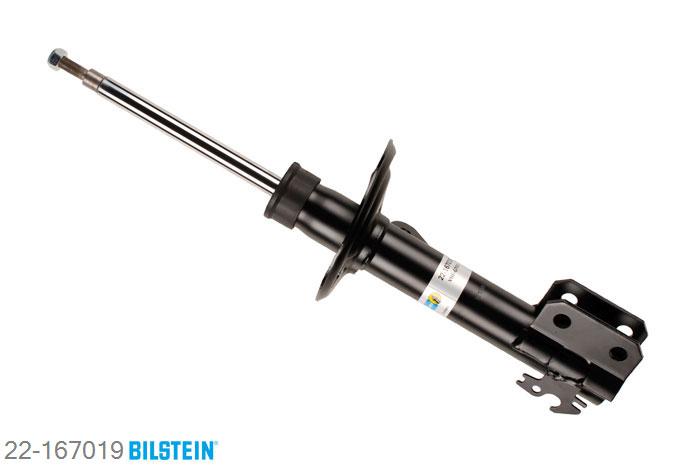 22-167019, Bilstein B4  Gas Schokdemper vooras rechts, Toyota YARIS (_P9_), "1.0 GPL,  1.0 VVT-i,  1.3 VVT-i,  1.33 VVT-i,1.5,  1.8 VVTi,  D-4D", 11/2005-, Standaard lengte, geschikt voor gebruik met verlagingsveren tot -30mm