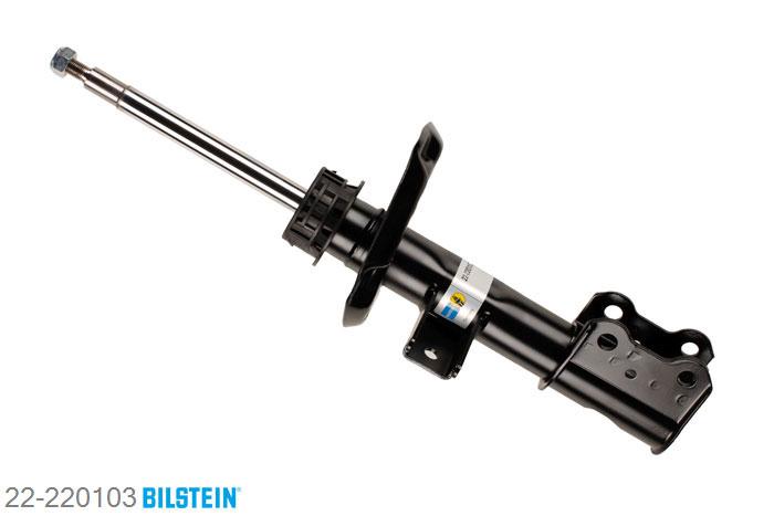 22-220103, Bilstein B4  Gas Schokdemper vooras links, Mercedes A-CLASS (W176), "A 180,  A 180 CDI,  A 200,  A 200 CDI,A 220 CDI,  A 250", 06/2012-, with standard chassis, Standaard lengte, geschikt voor gebruik met verlagingsveren tot -30mm