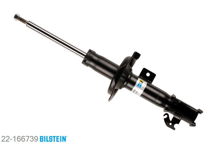 22-166739, Bilstein B4  Gas Schokdemper vooras rechts, Opel AGILA, 1.0,  1.0 LPG,  1.2,  1.2 LPG,  1.3 CDTI, 04/2008-, Standaard lengte, geschikt voor gebruik met verlagingsveren tot -30mm