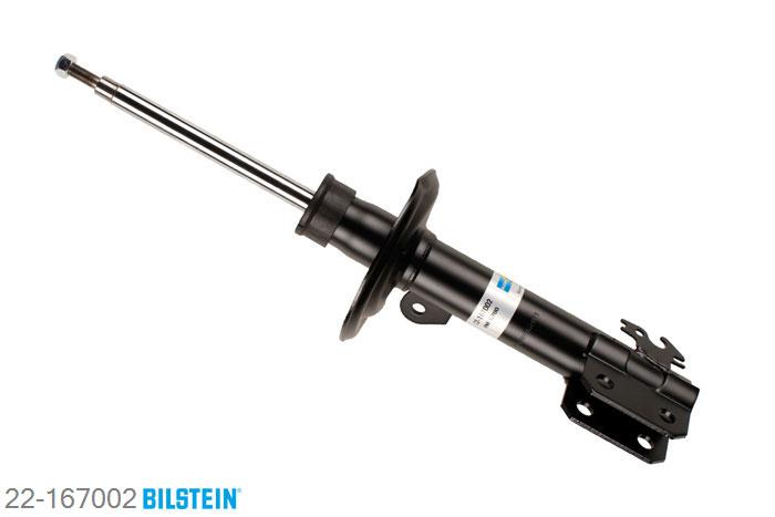 22-167002, Bilstein B4  Gas Schokdemper vooras links, Toyota YARIS (_P9_), "1.0 GPL,  1.0 VVT-i,  1.3 VVT-i,  1.33 VVT-i,1.5,  1.8 VVTi,  D-4D", 11/2005-, Standaard lengte, geschikt voor gebruik met verlagingsveren tot -30mm