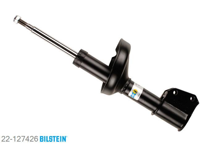 22-127426, Bilstein B4  Gas Schokdemper vooras, Renault CLIO II Box (SB0/1/2_), 1.1,  1.2,  1.5 dCi,  1.6 X,  1.9 D,  1.9 DTi, 09/1998-, with standard chassis / Front axle fixing hole pitches 52 mm, Standaard lengte, geschikt voor gebruik met verlagingsveren tot -30mm