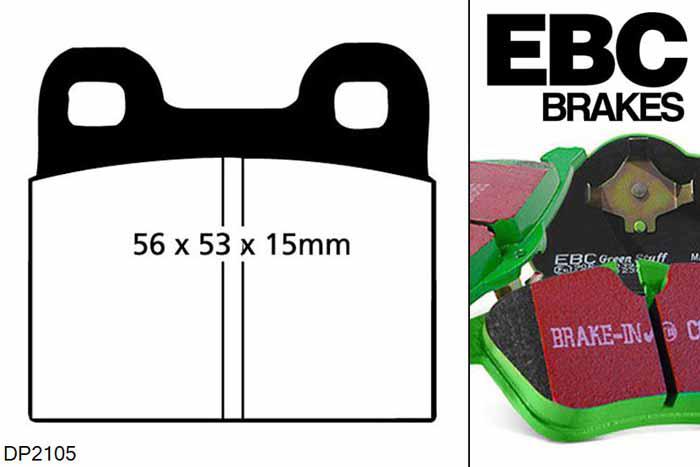 DP2105, BMW 6 Series (E24), 633 (3.3) 1976-1982, EBC Greenstuff remblokken set achteras, Voor modellen met ATE remklauwen aan de achteras, Voor modellen met remschijf diameter van 272mm aan de achteras