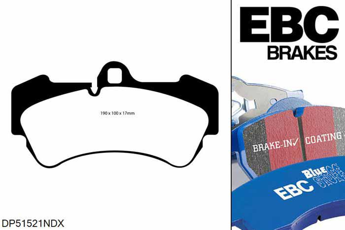 DP51521NDX, VW  MF5, 4.4 Twin Turbo 2008-2014, EBC Bluestuff remblokken set vooras, Voor modellen met Brembo remklauwen aan de vooras