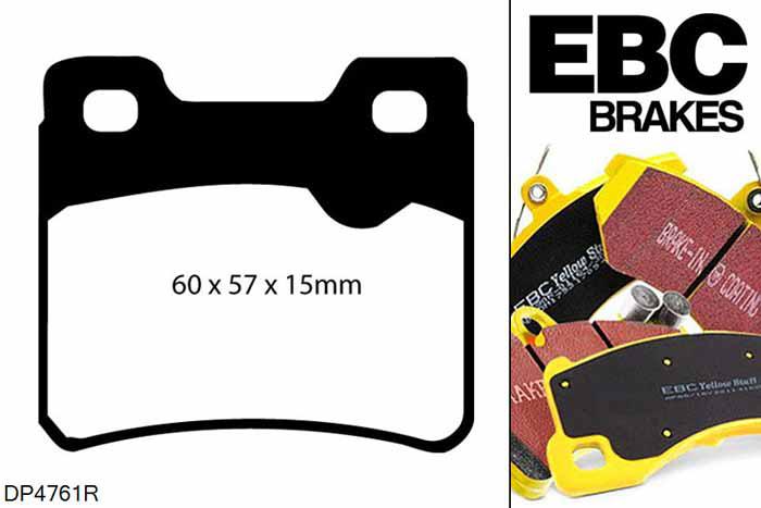 DP4761R, Opel Kadett, 2.0 16v Kadett, EBC Yellowstuff remblokken set achteras Voor modellen met ATE remklauwen aan de achteras, Voor modellen met remschijf diameter van 261mm aan de achteras