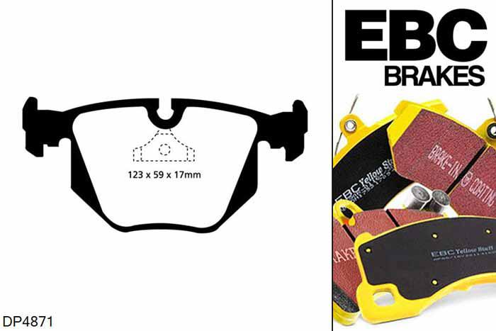 DP4871R, BMW M5, 3.8 (E34) M5, EBC Yellowstuff remblokken set achteras Voor modellen met ATE remklauwen aan de achteras, Voor modellen met remschijf diameter van 328mm aan de achteras