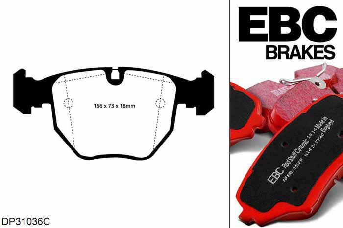 DP31036C, BMW 5 Series (E39), 530 i (3.0) Saloon 2000-2003, EBC Redstuff remblokken set vooras, Voor modellen met ATE remklauwen aan de vooras, Voor modellen met een remschijf diameter 324mm