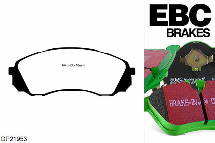 DP21953, Kia Carnival, 2.2 TD 2010-2012, EBC Greenstuff remblokken set vooras, Voor modellen met een remschijf diameter 300mm