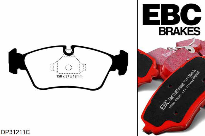 DP31211C, BMW 3 Series (E46), 320 i (2.2) Coupe 2000-2007, EBC Redstuff remblokken set vooras, Voor modellen met ATE remklauwen aan de vooras, Voor modellen met een remschijf diameter 286mm