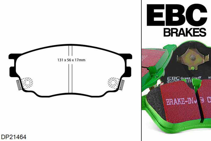 DP21464, Mazda 6, 2.0 TD (GY) 121 PK 2002-2004, EBC Greenstuff remblokken set vooras, Voor modellen met een remschijf diameter 274mm
