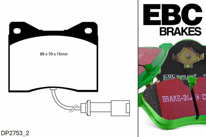 DP2753/2, BMW 5 Series (E12), 518 (1.8) 1974-1976, EBC Greenstuff remblokken set vooras, Voor modellen met ATE remklauwen aan de vooras, Voor modellen met een remschijf diameter 272mm