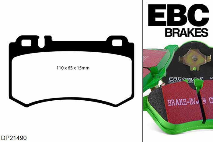 DP21490, Mercedes S-Class (W220), S600 2002-2003, EBC Greenstuff remblokken set achteras, Voor modellen met Brembo remklauwen aan de achteras, Voor modellen met remschijf diameter van 315mm aan de achteras