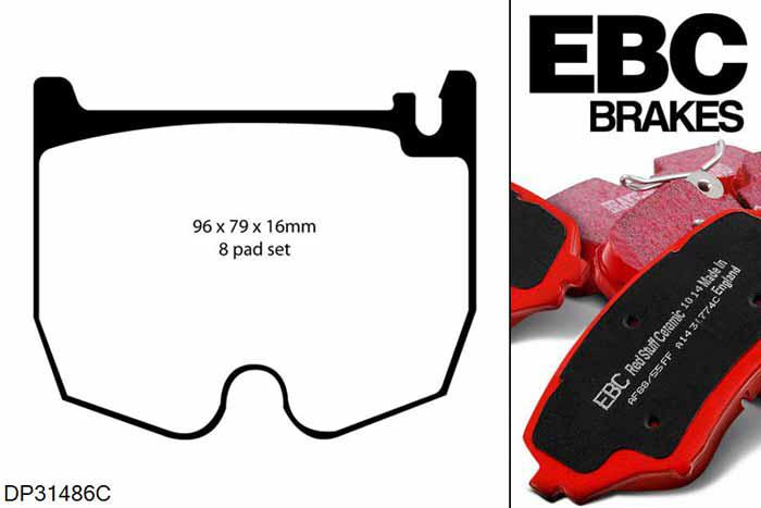 DP31486C, Mercedes S-Class (W221), S600 (To A000100) 517 PK 2005-2006, EBC Redstuff remblokken set vooras, Voor modellen met Brembo remklauwen aan de vooras, Voor modellen met een remschijf diameter 360mm
