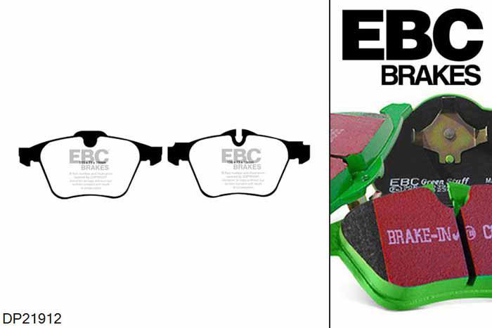 DP21912, Jaguar S-Type, 4.2 R Supercharged 390 PK 2006-2008, EBC Greenstuff remblokken set vooras, Voor modellen met ATE remklauwen aan de vooras, Voor modellen met een remschijf diameter 355mm