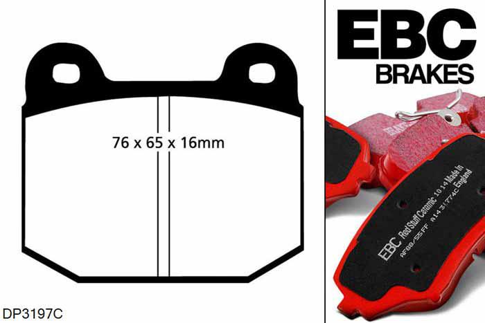 DP3197C, Opel Ascona, 1.6 1978-1981, EBC Redstuff remblokken set vooras, Voor modellen met ATE remklauwen aan de vooras, Voor modellen met een remschijf diameter 246mm
