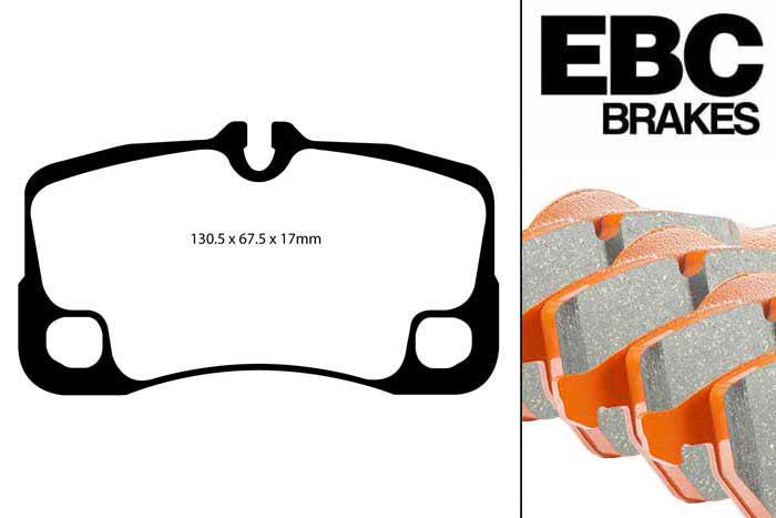 DP91930, Porsche 911 (997) (Cast Iron Disc Only), 3.6 GT3 415 PK 2006-2010, EBC Orangestuff remblokken set achteras, Voor modellen met Brembo remklauwen aan de achteras, Voor modellen met remschijf diameter van 340mm aan de achteras