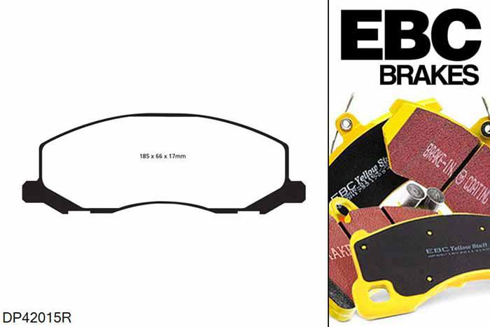DP42015R, Saab 9-mei, 2.8 Turbo 300 PK 2010-2011, EBC Yellowstuff remblokken set vooras, Voor modellen met TRW remklauwen aan de vooras, Voor modellen met een remschijf diameter 337mm