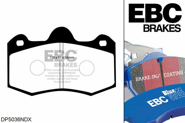 DP5036NDX, Renault Clio Mk2, 3.0 255 PK 2003-2005, EBC Bluestuff remblokken set vooras, Voor modellen met AP remklauwen aan de vooras, Voor modellen met een remschijf diameter 330mm