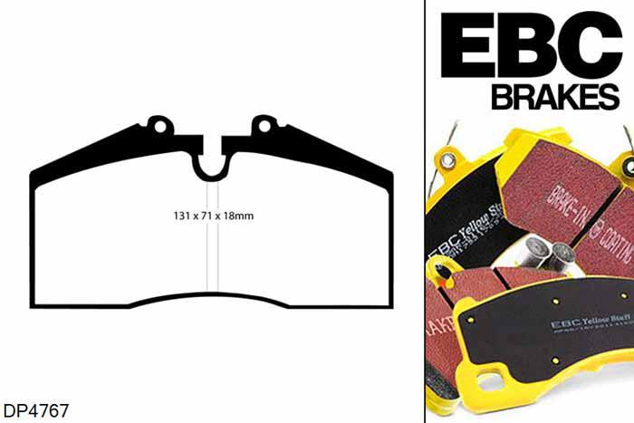 DP4767R, Porsche 911 (993), 3.6 Twin Turbo GT2 911 (993), EBC Yellowstuff remblokken set achteras Voor modellen met Brembo remklauwen aan de achteras, Voor modellen met remschijf diameter van 322mm aan de achteras