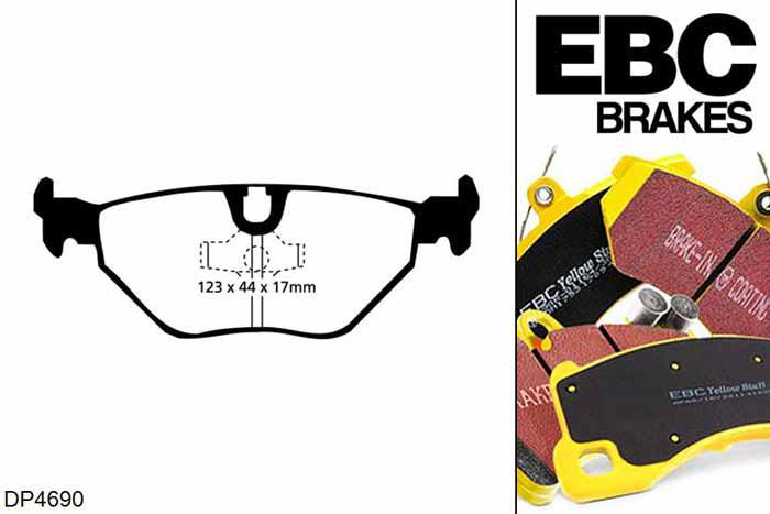 DP4690R, BMW 5 Series (E34), 518 (1.8) Saloon 5 Series (E34), EBC Yellowstuff remblokken set achteras Voor modellen met ATE remklauwen aan de achteras, Voor modellen met remschijf diameter van 300mm aan de achteras