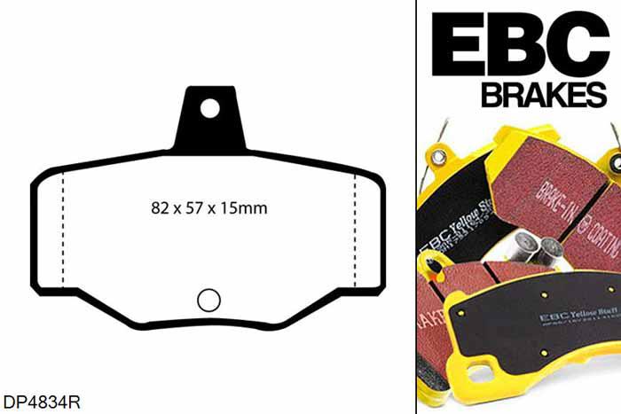 DP4834R, Nissan Almera, 1.5 (ABS) Almera, EBC Yellowstuff remblokken set achteras Voor modellen met Girling/TRW remklauwen aan de achteras, Voor modellen met remschijf diameter van 258mm aan de achteras