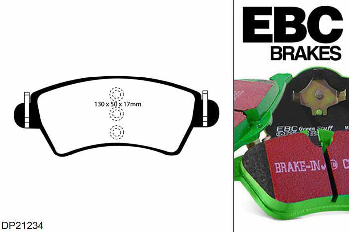 DP21234, Citroen Xsara Estate, 1.8 16v 1998-2000, EBC Greenstuff remblokken set vooras, Voor modellen met Bosch remklauwen aan de vooras, Voor modellen met een remschijf diameter 266mm