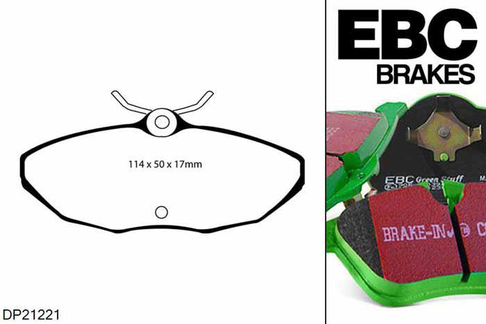 DP21221, Jaguar S-Type, 3.0 210 PK 1999-2002, EBC Greenstuff remblokken set achteras, Voor modellen met Girling/TRW remklauwen aan de achteras, Voor modellen met remschijf diameter van 288mm aan de achteras