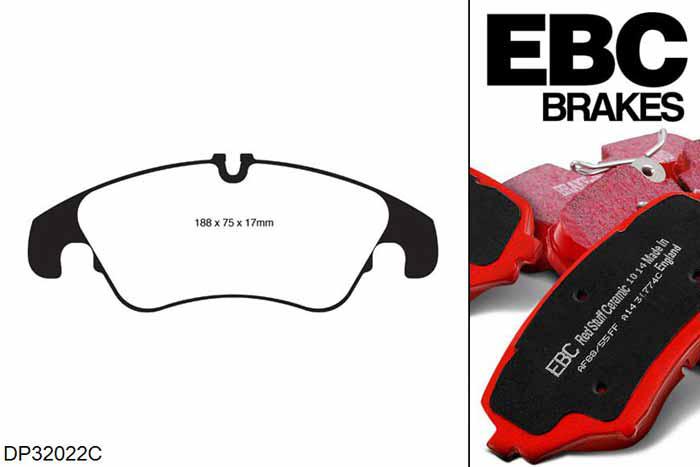 DP32022C, Audi A6 quattro (C7/4G), 3.0 TDI 245 PK 2011-, EBC Redstuff remblokken set vooras, Voor modellen met TRW remklauwen aan de vooras, Voor modellen met een remschijf diameter 345mm