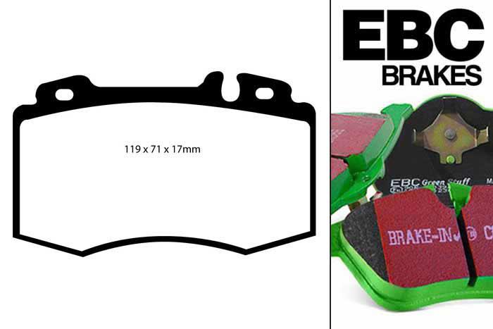 DP61363, Mercedes M-Class (W163), ML230 (2.3) 2000-2005, EBC Greenstuff remblokken set vooras, Voor modellen met Brembo remklauwen aan de vooras, Voor modellen met een remschijf diameter 345mm