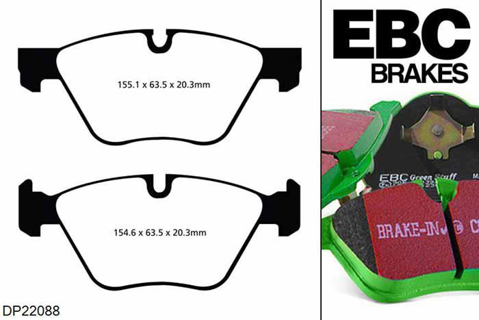 DP22088, BMW 5 Series (F11), 520 i (2.0 Turbo) 2012-2017, EBC Greenstuff remblokken set vooras, Voor modellen met ATE remklauwen aan de vooras, Voor modellen met een remschijf diameter 330mm