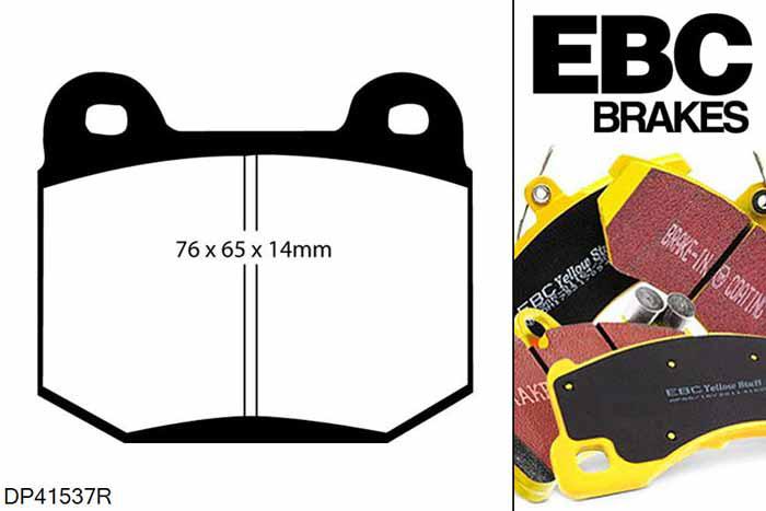 DP41537R, Rover 75, 4.6 75, EBC Yellowstuff remblokken set achteras Voor modellen met Brembo remklauwen aan de achteras, Voor modellen met remschijf diameter van 332mm aan de achteras