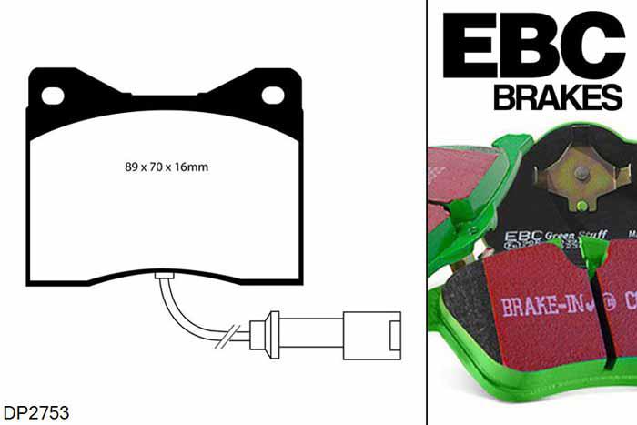 DP2753, BMW 5 Series (E12), 528 i (2.8) 1977-1978, EBC Greenstuff remblokken set vooras, Voor modellen met ATE remklauwen aan de vooras, Voor modellen met een remschijf diameter 280mm