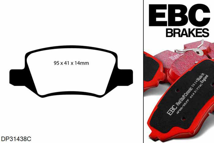 DP31438C, Mercedes A-Class (W169), A180 (1.7) 2009-2012, EBC Redstuff remblokken set achteras, Voor modellen met remschijf diameter van 258mm aan de achteras