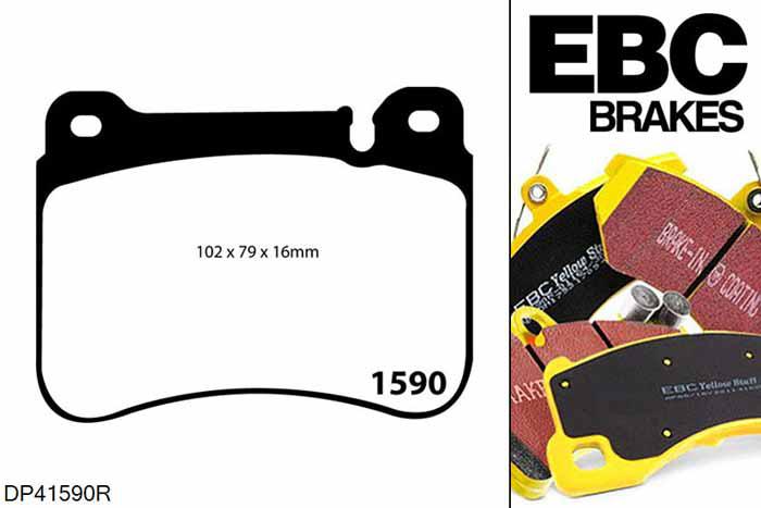 DP41590R, Mercedes C-Class (W203), Models with Sport Package 2001-2007, EBC Yellowstuff remblokken set vooras, Voor modellen met Brembo remklauwen aan de vooras, Voor modellen met een remschijf diameter 330mm