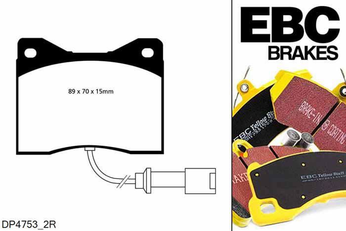 DP4753/2R, BMW 2002, 2.0 Ti 110 PK 1968-1972, EBC Yellowstuff remblokken set vooras, Voor modellen met ATE remklauwen aan de vooras, Voor modellen met een remschijf diameter 256mm