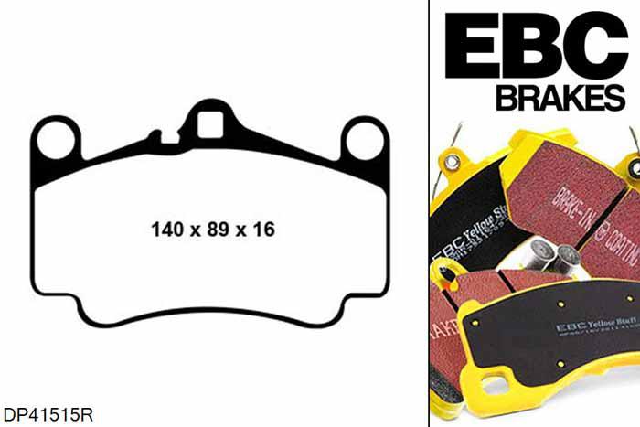 DP41515R, Porsche 911 (996) (Cast Iron Disc Only), 3.6 Carrera 4S 2003-2005, EBC Yellowstuff remblokken set vooras, Voor modellen met Brembo remklauwen aan de vooras, Voor modellen met een remschijf diameter 330mm