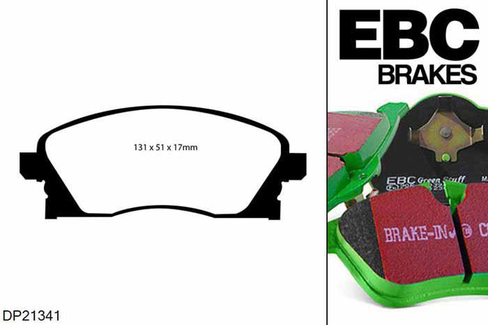 DP21341, Opel Corsa, 1.7 TD 75 PK 2000-2002, EBC Greenstuff remblokken set vooras, Voor modellen met TRW remklauwen aan de vooras, Voor modellen met een remschijf diameter 260mm