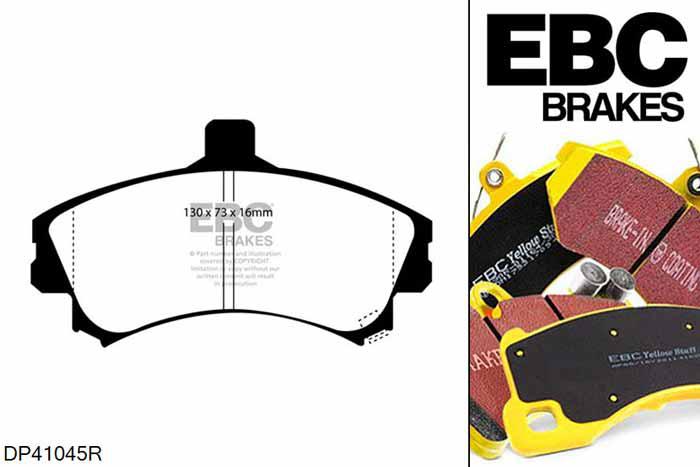 DP41045R, Mitsubishi Colt, 1.5 2004-2012, EBC Yellowstuff remblokken set vooras, Voor modellen met Girling/TRW remklauwen aan de vooras, Voor modellen met een remschijf diameter 256mm