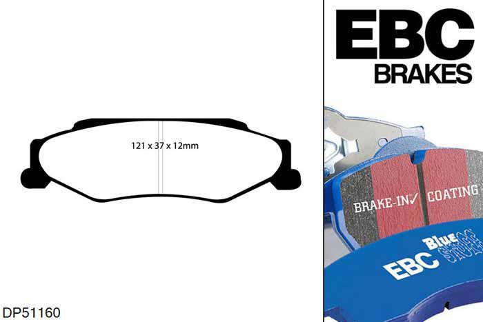 DP51160NDX, Chevrolet Corvette (C5), 5.7 1997-2005, EBC Bluestuff remblokken set achteras, Voor modellen met remschijf diameter van 305mm aan de achteras
