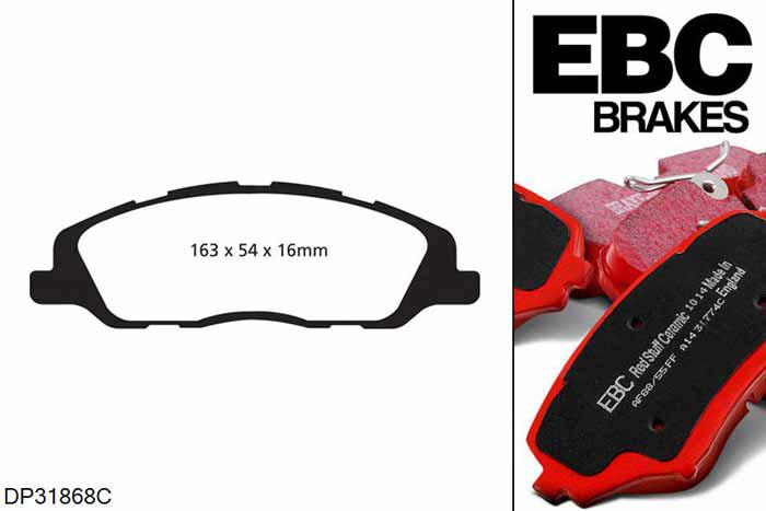 DP31868C, Ford Mustang (5th Generation), 5.0 2010-2014, EBC Redstuff remblokken set vooras, Voor modellen met een remschijf diameter 336mm
