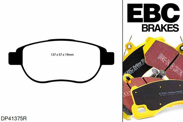 DP41375R, Citroen C3, 1.6 Auto 2002-2009, EBC Yellowstuff remblokken set vooras, Voor modellen met Bosch remklauwen aan de vooras, Voor modellen met een remschijf diameter 282mm