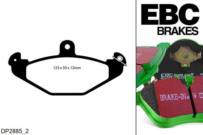 DP2885/2, Opel Speedster, 2.2 2000-2005, EBC Greenstuff remblokken set achteras, Voor modellen met Brembo remklauwen aan de achteras, Voor modellen met remschijf diameter van 288mm aan de achteras