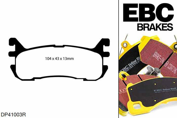 DP41003R, Mazda MX5 Mk2 (NB), 1.8 MX5 Mk2 (NB), EBC Yellowstuff remblokken set achteras Voor modellen met Akebono remklauwen aan de achteras, Voor modellen met remschijf diameter van 252mm aan de achteras