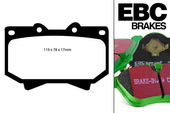 DP61319, Toyota Landcruiser, 4.7 (UZJ100) 1998-2003, EBC Greenstuff remblokken set vooras, Voor modellen met een remschijf diameter 312mm