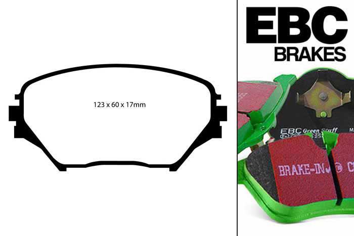 DP61402, Toyota Rav 4, 1.8 2000-2006, EBC Greenstuff remblokken set vooras, Voor modellen met Akebono remklauwen aan de vooras, Voor modellen met een remschijf diameter 275mm