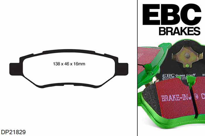DP21829, Chevrolet Camaro (5th Gen), 3.6 2009-2015, EBC Greenstuff remblokken set achteras, Voor modellen met remschijf diameter van 315mm aan de achteras