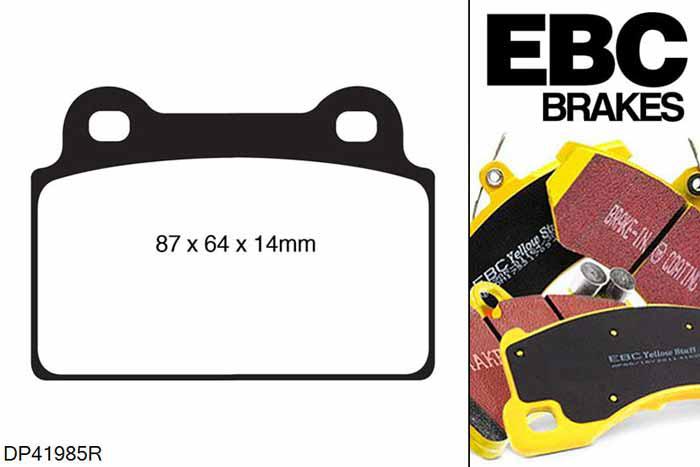 DP41985R, Mitsubishi Lancer Evo 10, 2.0 Turbo Lancer Evo 10, EBC Yellowstuff remblokken set achteras Voor modellen met Brembo remklauwen aan de achteras, Voor modellen met remschijf diameter van 330mm aan de achteras