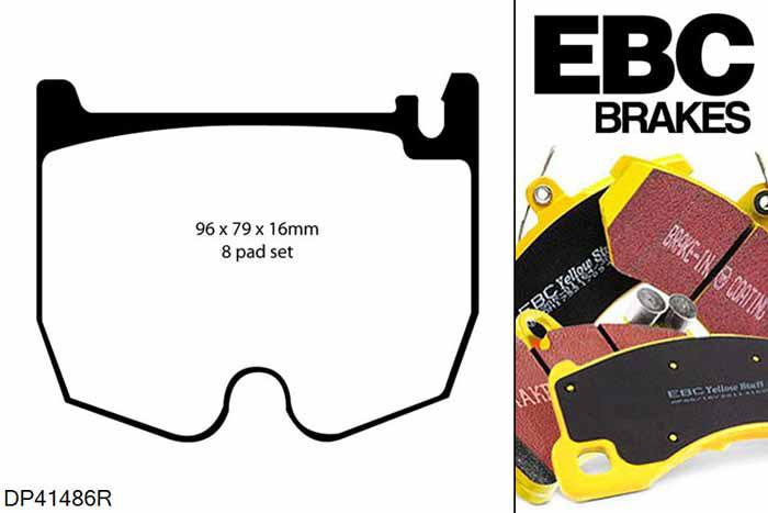 DP41486R, Mercedes CL-Class (C215), CL55 AMG (5.4 Supercharged) 500 PK 2002-2006, EBC Yellowstuff remblokken set vooras, Voor modellen met Brembo remklauwen aan de vooras, Voor modellen met een remschijf diameter 360mm